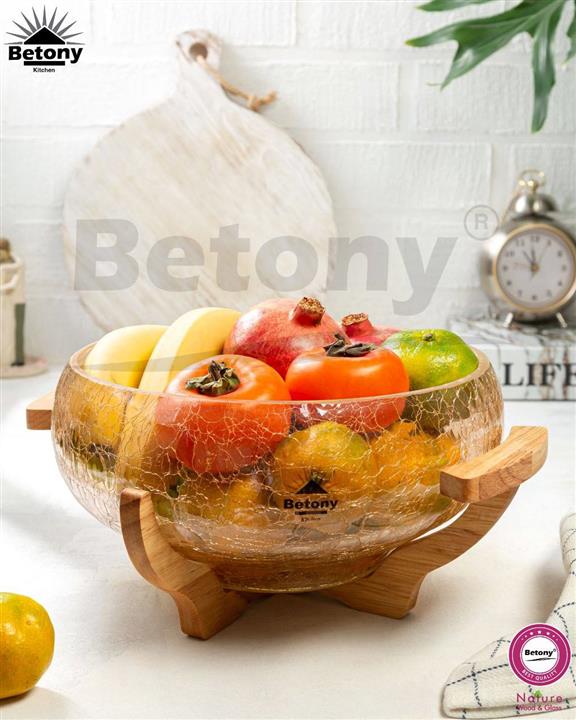 کاسه میوه خوری طرح الماس شامپاینی زیر چوب قطر 25